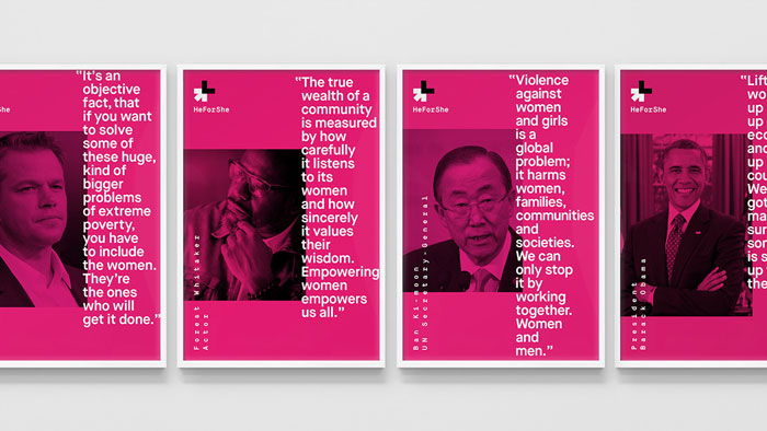 Posters with celebrities who support the campaign.