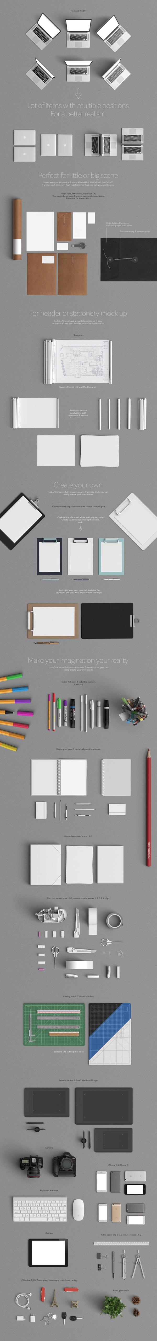 A lot of items with multiple positions for a better realism.