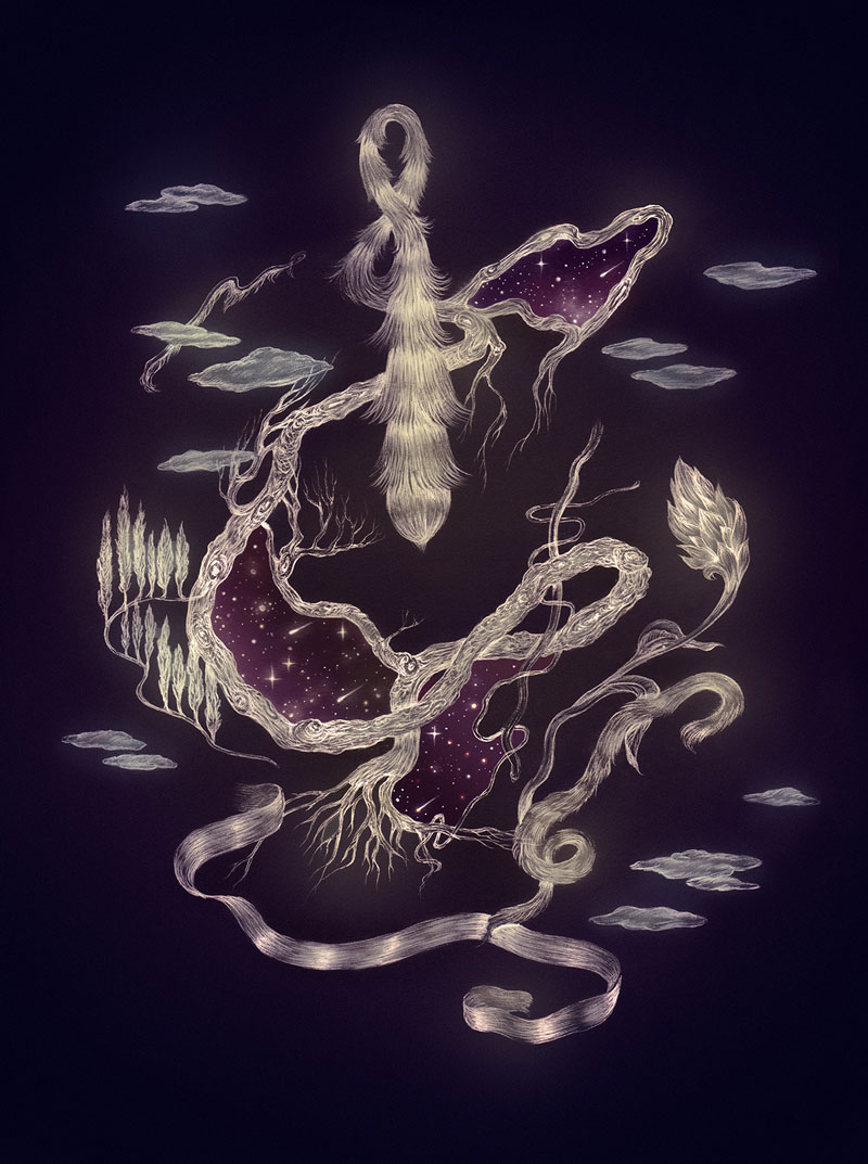MAGICAL MESS - Surreal and dreamlike drawing by Karina Eibatova.