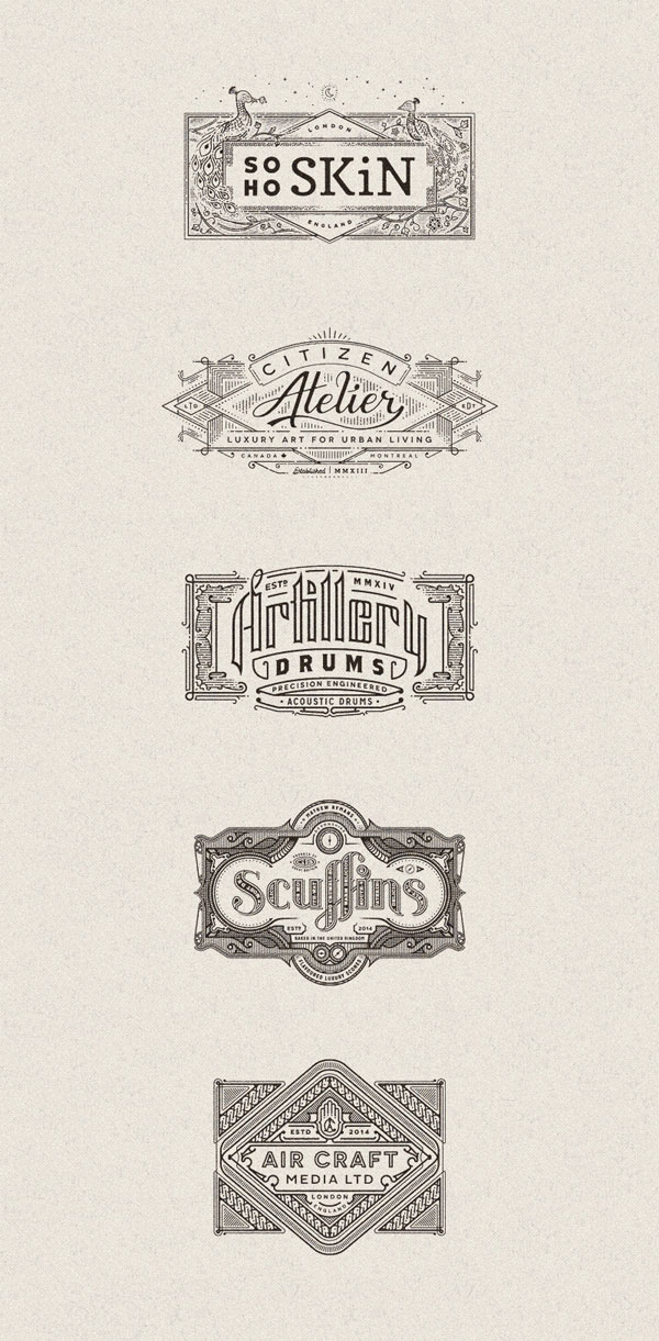 Some graphics from diverse branding projects created by Joe White in 2013 and 2014.