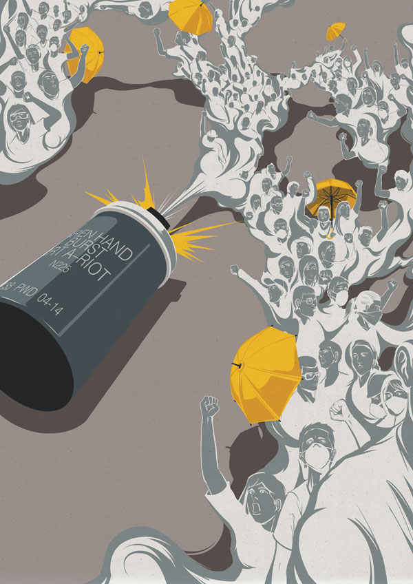 Umbrella Revolution - work from a series of selected illustrations.