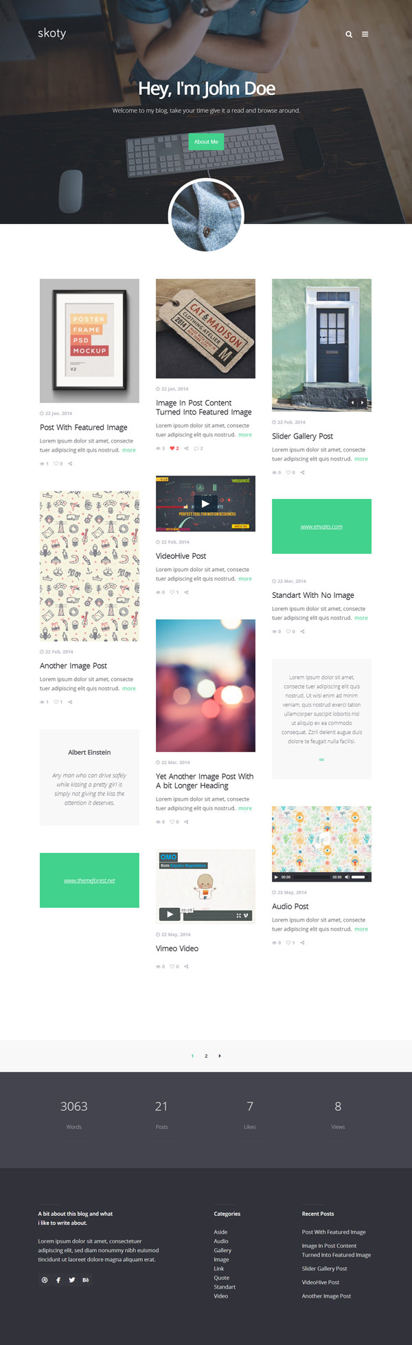 Skoty, a responsive multipurpose blogging theme for WordPress.