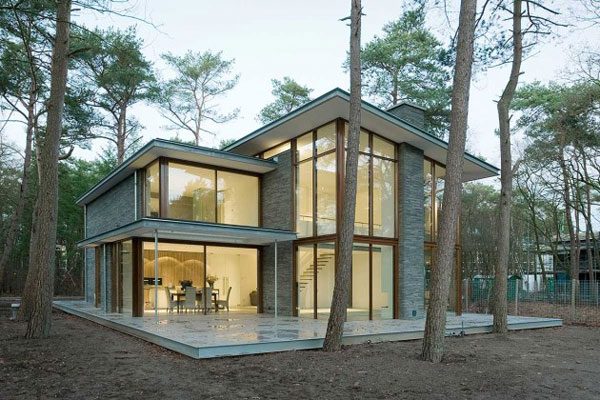 Straight and modern architectural forms.
