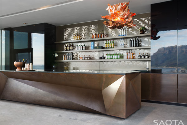 The spacious bar inside the residence.