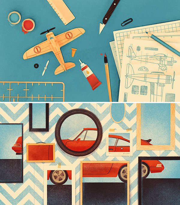 Freelance illustrator Karolis Strautniekas was hired by Adobe to draw five cover illustrations for their website based on specific tutorials.