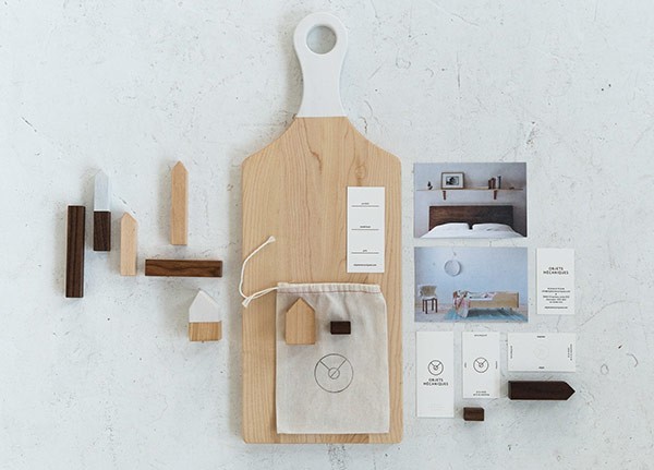 Brand identity of Objets Mécaniques, a slow design “laboratory” focusing on handmade everyday objects.