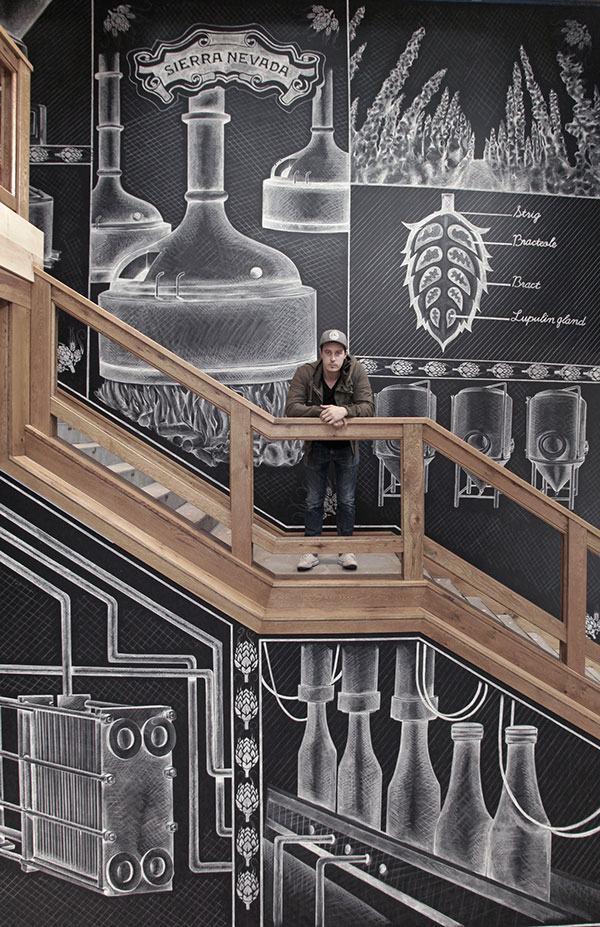 Sierra Nevada chalk mural by Ben Johnston, a Toronto, Ontario, Canada based designer and letterer.