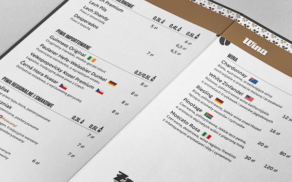 Close up of the menu.