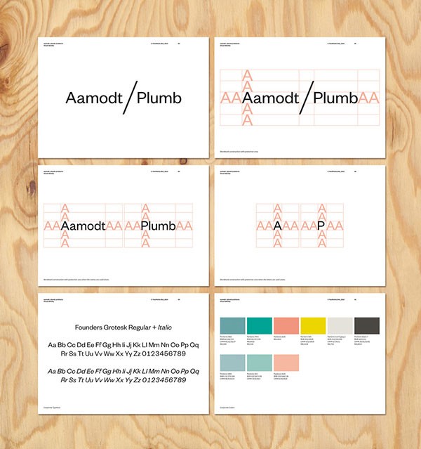 Architecture studio branding - corporate identity guide with logotype, corporate typeface and colors.