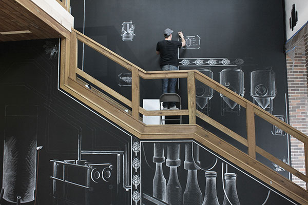 Hand drawn illustrations for a wall mural created by Ben Johnston.