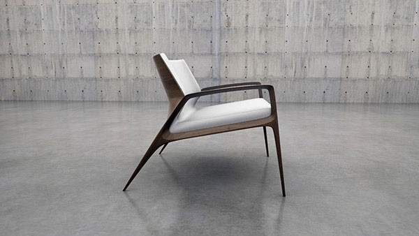 Side view of the chair design.