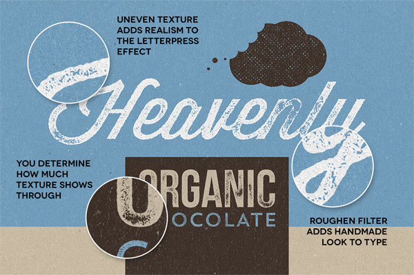 Create realistic letterpress effects.
