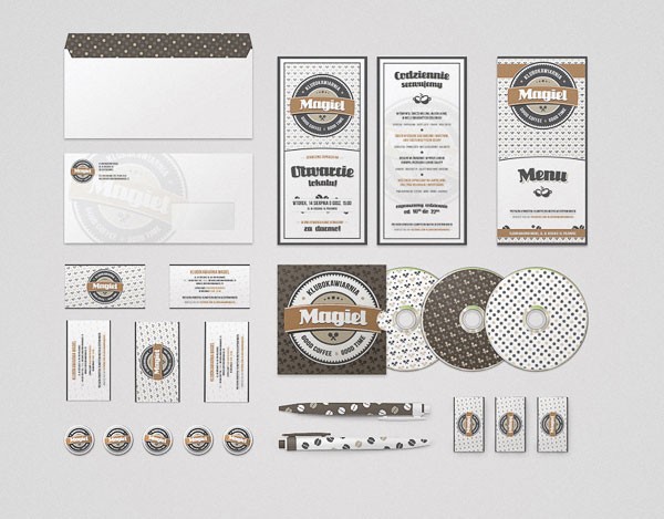 A set of branding and communication materials.