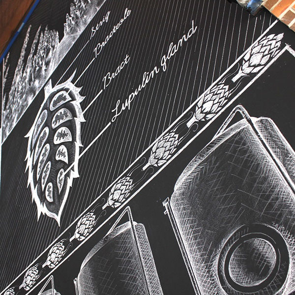 Close up of the illustrative work.