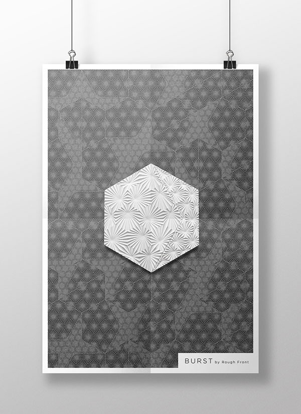 BURST by Rough Front - Graphic artwork from a poster series by Next Ship created for Kaza Concrete's new tiles collection.