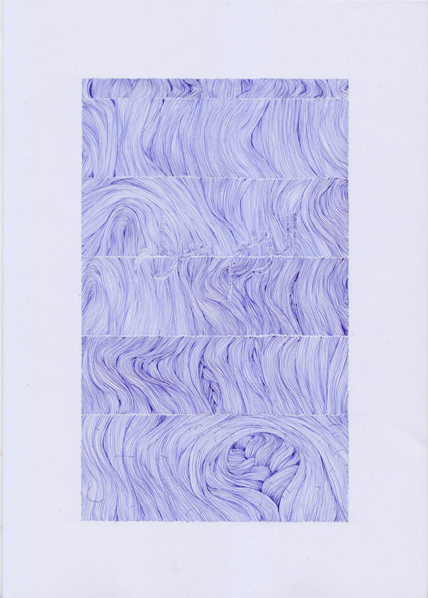 Surreal pattern drawing with ballpoint pen on A4 paper.