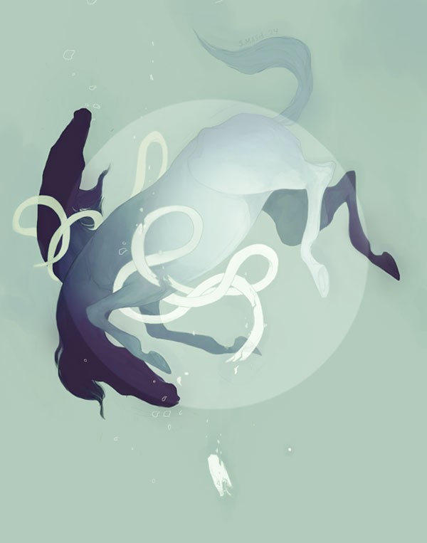 Year of the Horse, an illustration that shows the beginning of the Year of the Horse as well as the death of the Year of the Snake.