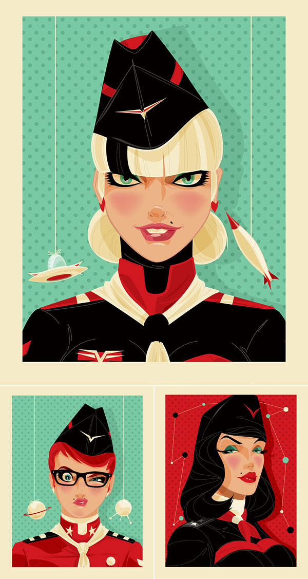 Comic style characters - futuristic portraits.