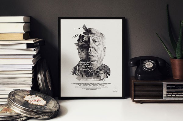 Alfred Hitchcock - Work from a series of movie director portraits.