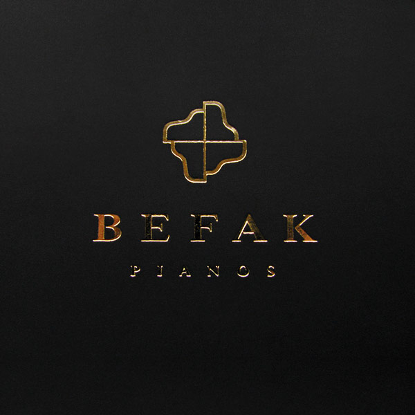 Golden logo and logotype on a black background.