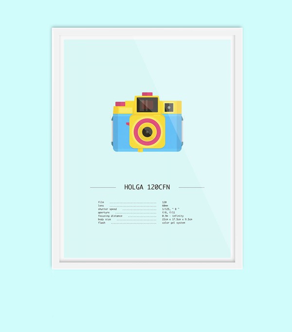 Holga 120CFN CMYK version - lomography analog camera illustrations.