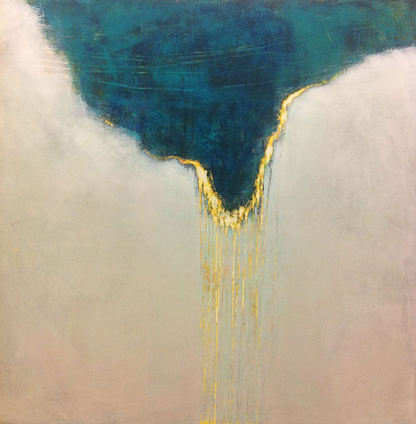 Overflow - abstract painting from 2014 created with oil and wax on panel.