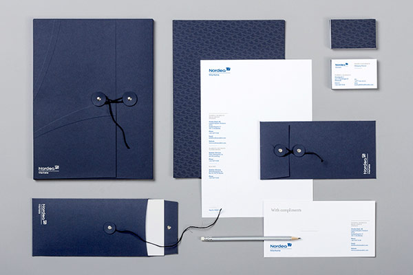 Nordea Markets branding materials and stationery set. Nordea Markets branding materials and stationery set.