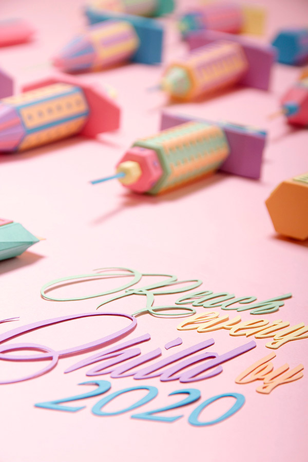 Close up of the artwork - All details and elements were neatly cut out of paper.