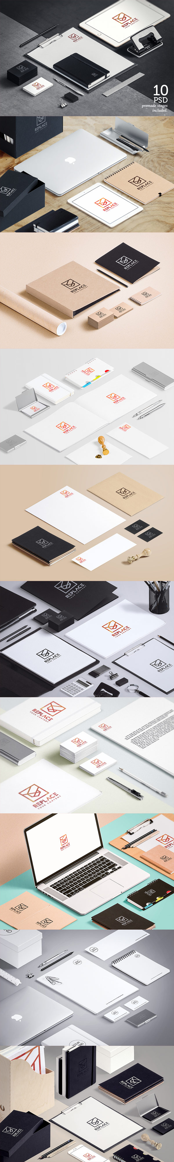 10 premade stages for Adobe Photoshop (PSD files) are also included.