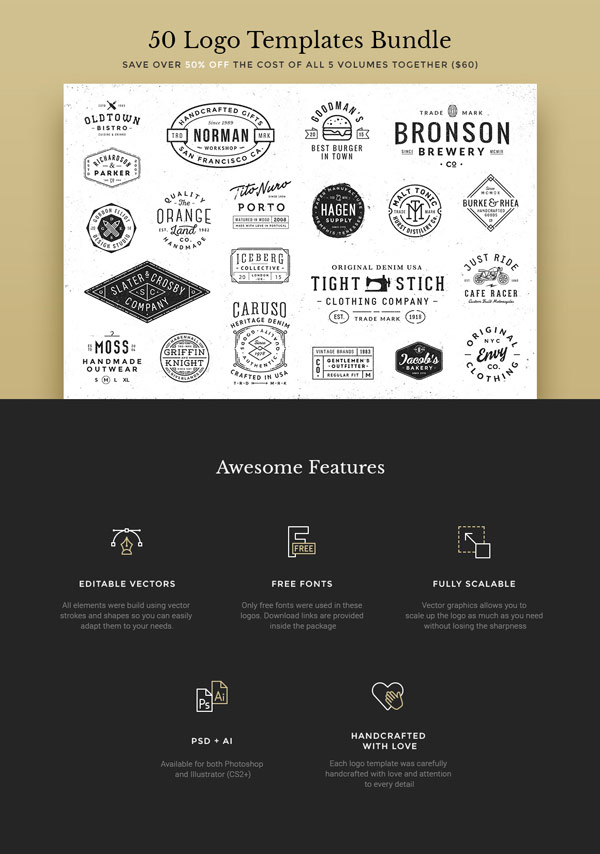 Editable vectors, free fonts, fully scalable, PSD and AI files, all graphics handcrafted with love.