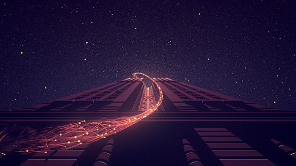 Light rises from the sea and follows the paths of our urban environment.