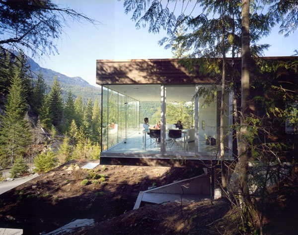 A suspended floor is projecting out of the slope. A suspended floor is projecting out of the slope.
