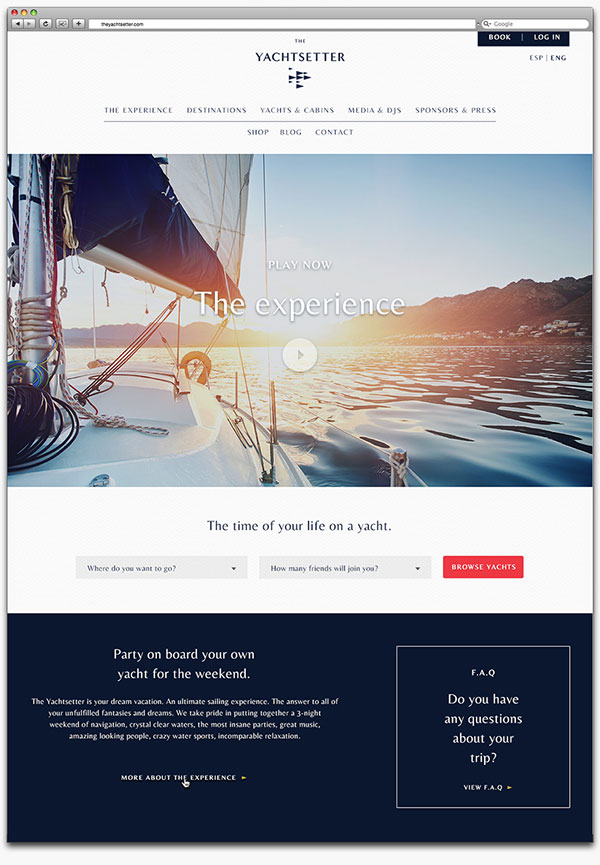 Home page of the company website - web design by Anagrama.
