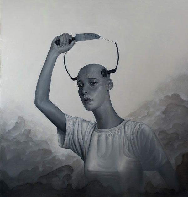 Cutting the Equilibrium - painting with oil on canvas in the size of 190x180cm.
