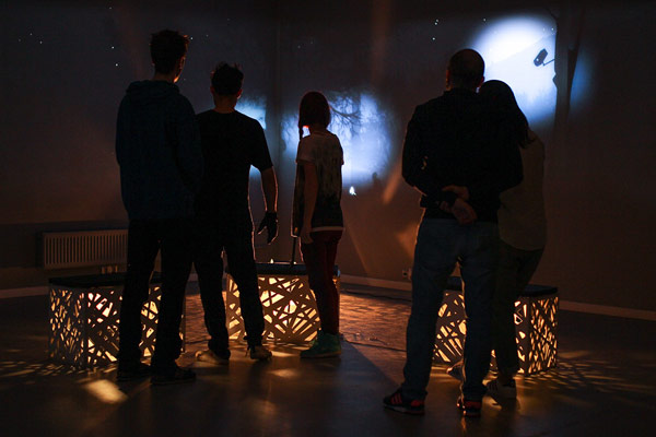 Interactive installation by Inty friendly interactions at M'ARS Moscow Modern Art Gallery.
