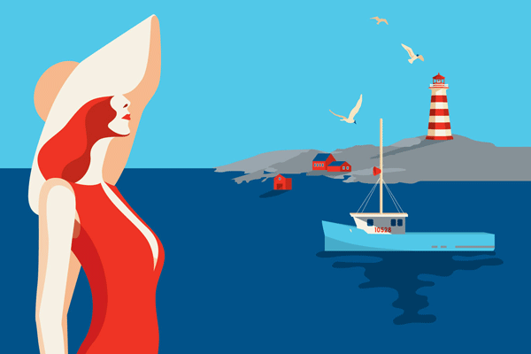 Illustration inspired by old travel posters but with a more modern edge.