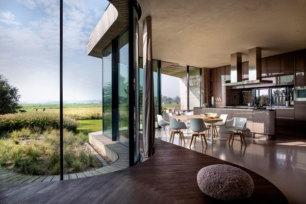 The house provides beautiful views of the landscape.