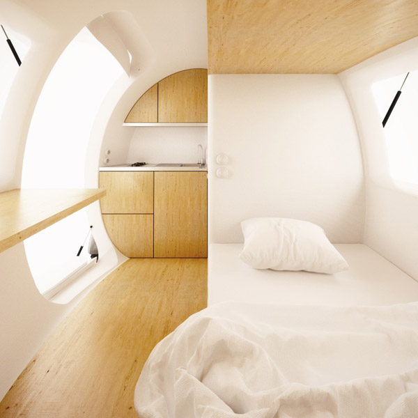 The simple and clean interior of this micro home.