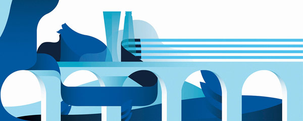 Digital artwork created in blue shades for Peroni Italy.