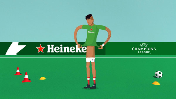 Heineken - UEFA Champions League animation created by Amsterdam based creative production studio PlusOne.