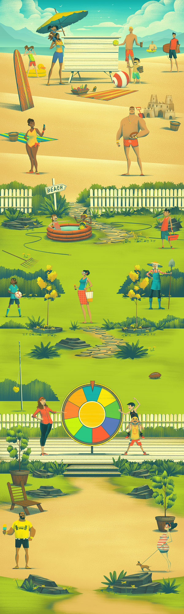 Illustration project by Brian Miller for The Great Big Family Reunion campaign for Banana Boat. Illustration project by Brian Miller for The Great Big Family Reunion campaign for Banana Boat.