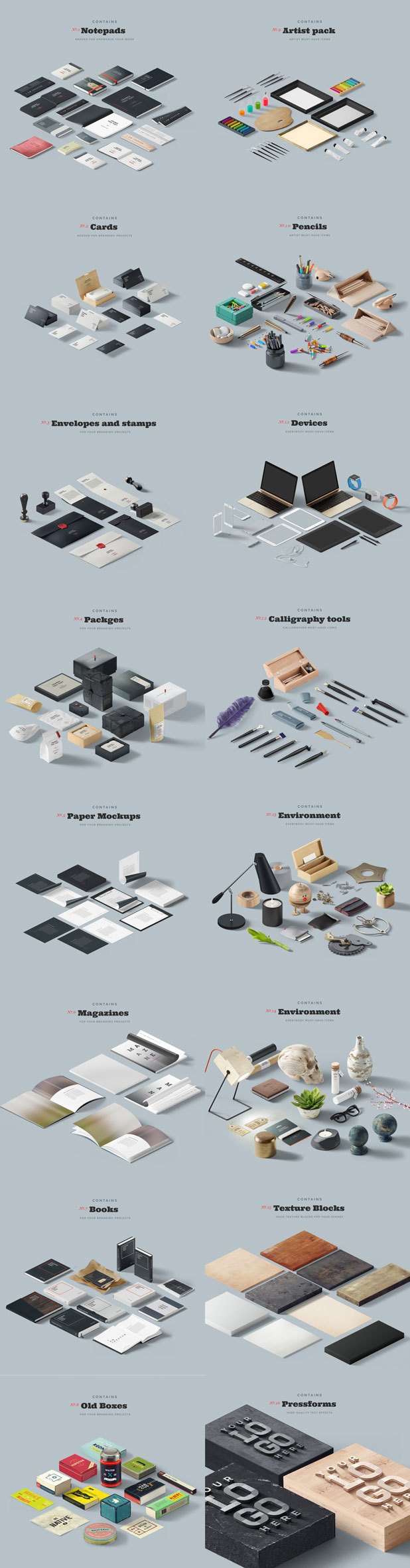 All includes mockup items.