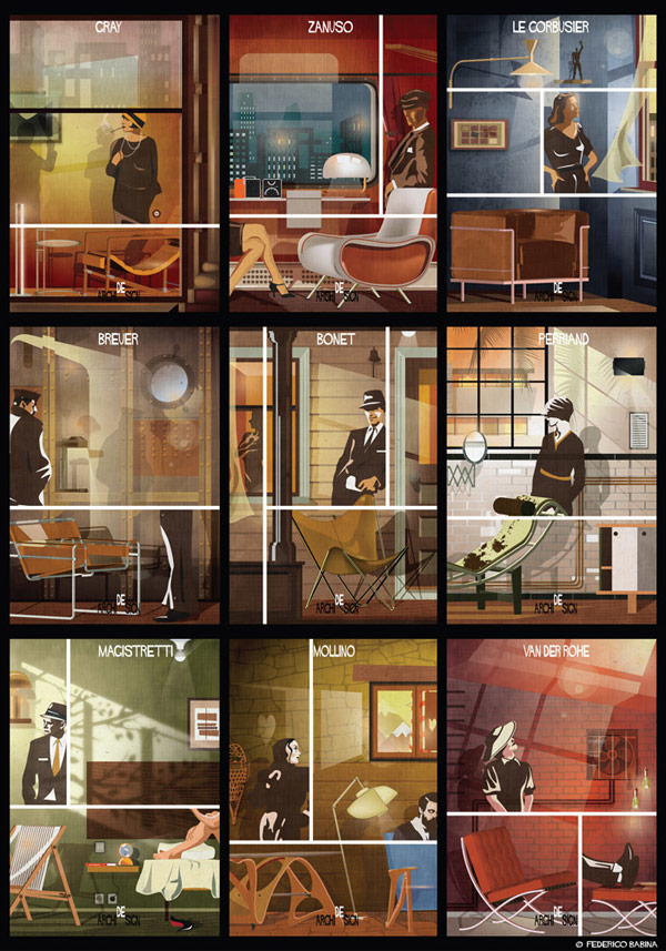 These vintage inspired prints are a tribute to iconic chairs of famous designers.