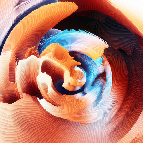Abstract computer generated forms.