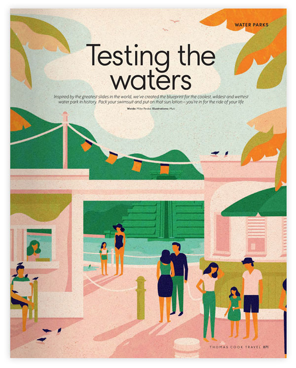 Thomas Cook - water parks - editorial illustrations by Cape Town, South Africa based studio MUTI.