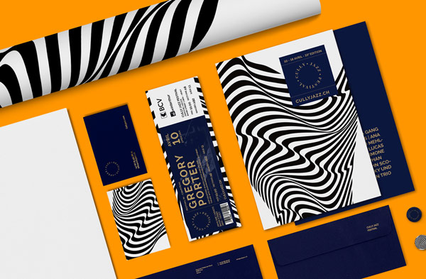 Close up of the branding materials.