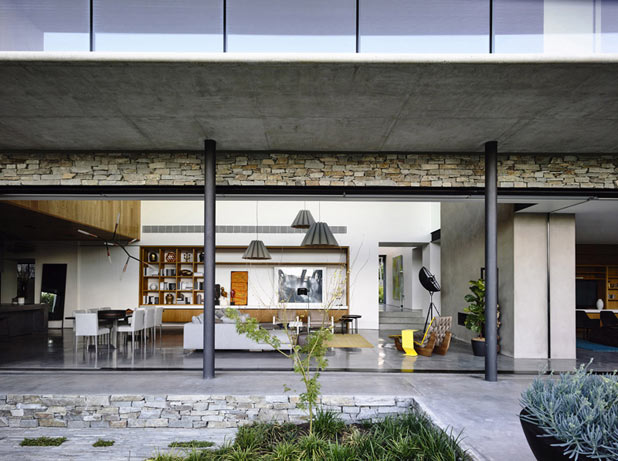 View from outside into the interior space.