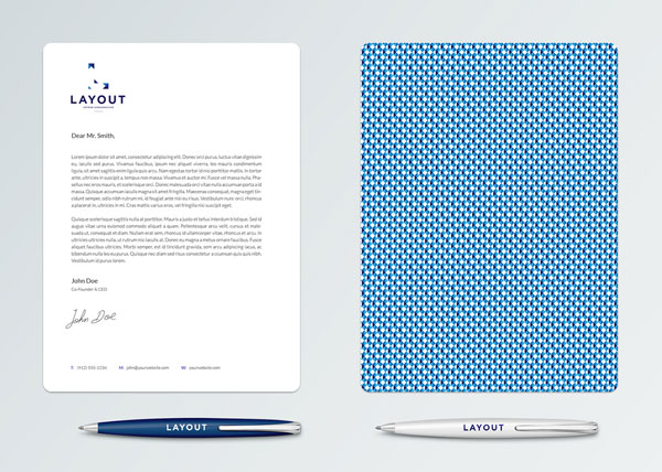 Two-sided stationery with pattern design on the back.