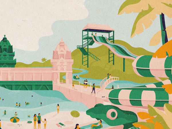 Detail view of the Thomas Cook magazine editorial illustrations by studio MUTI.