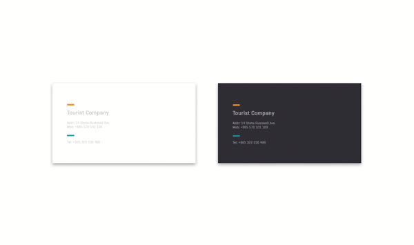 Details of the business card design.